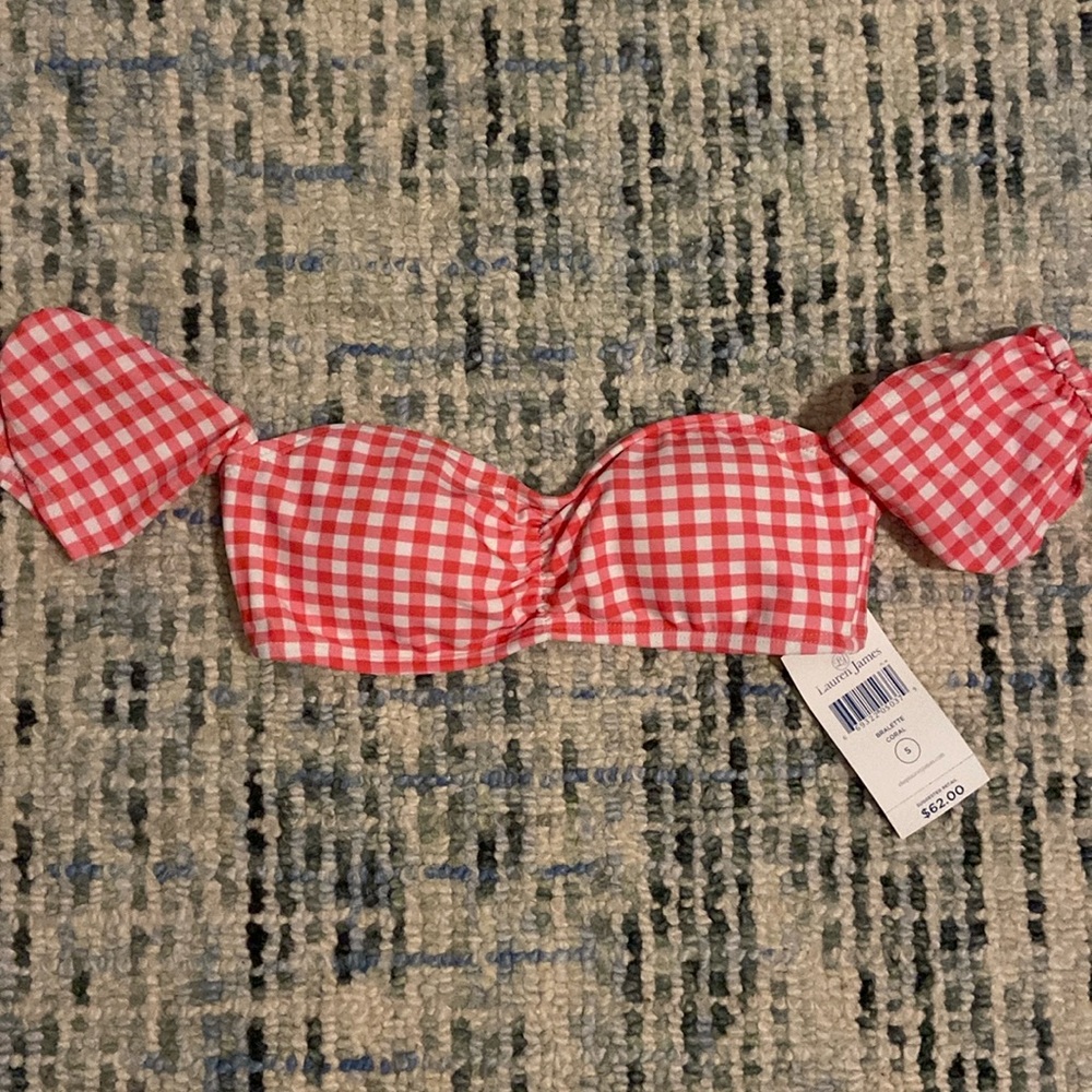 Lauren James Swim Nwt Lauren James Pink Checked Bikini Top
